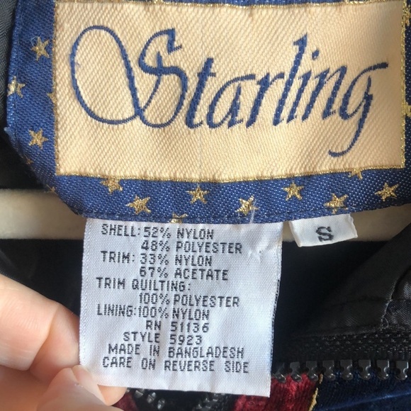 Starling Vintage 80s Velvet Nylon Mixed Media Zip Up Bomber Jacket Size Small - Picture 8 of 8